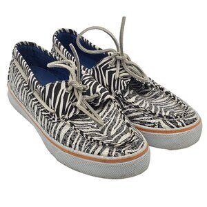 SPERRY Top-Sider BAHAMA Womens Size 8 M  Zebra Print Sequin 2-Eye Boat Shoes
